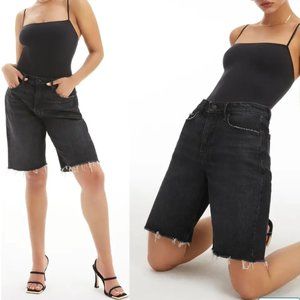 NEW Good American 90's Bermuda Shorts Five Pocket Zip Fly Black Size 8/29